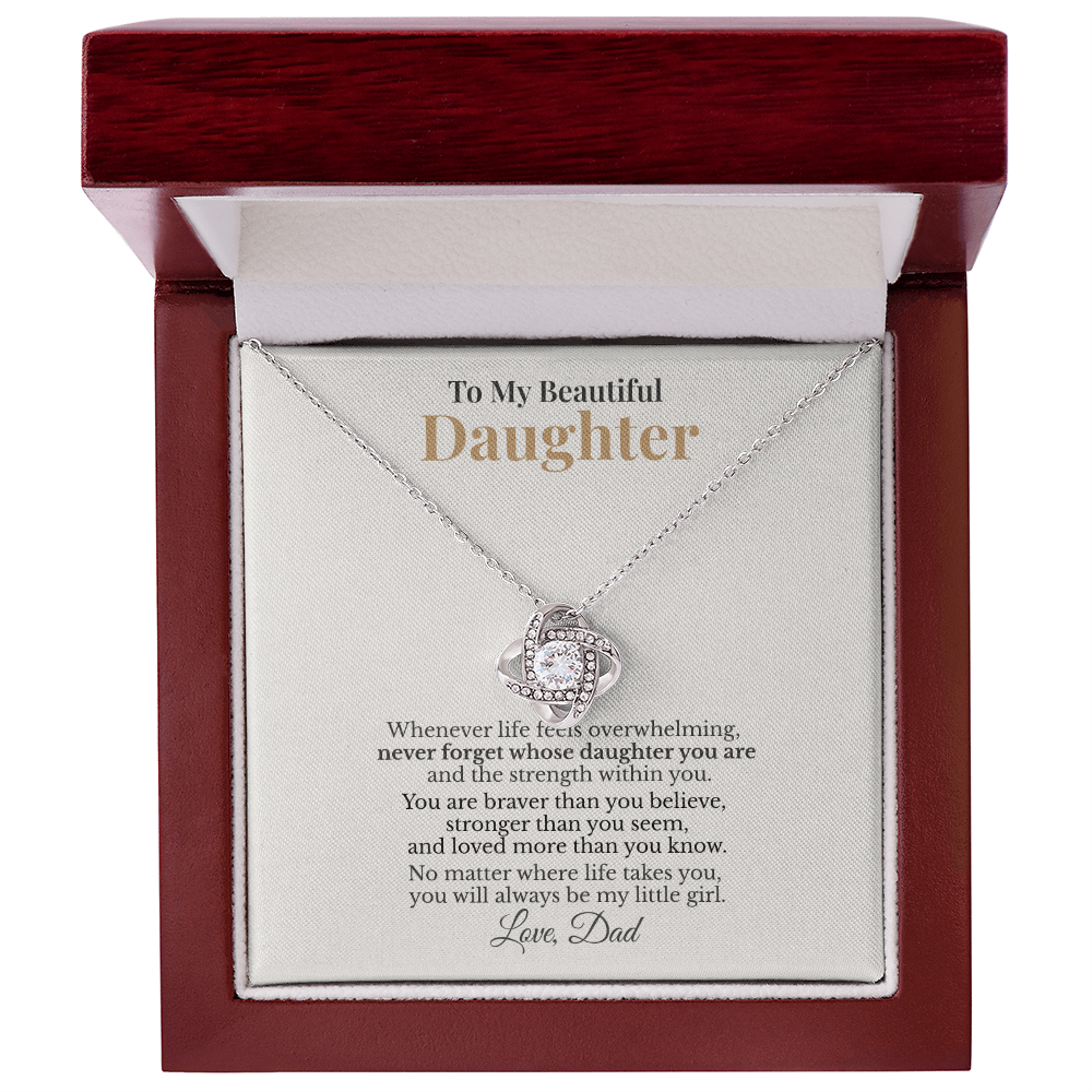 To My Beautiful Daughter – Love Knot Necklace Gift From Dad