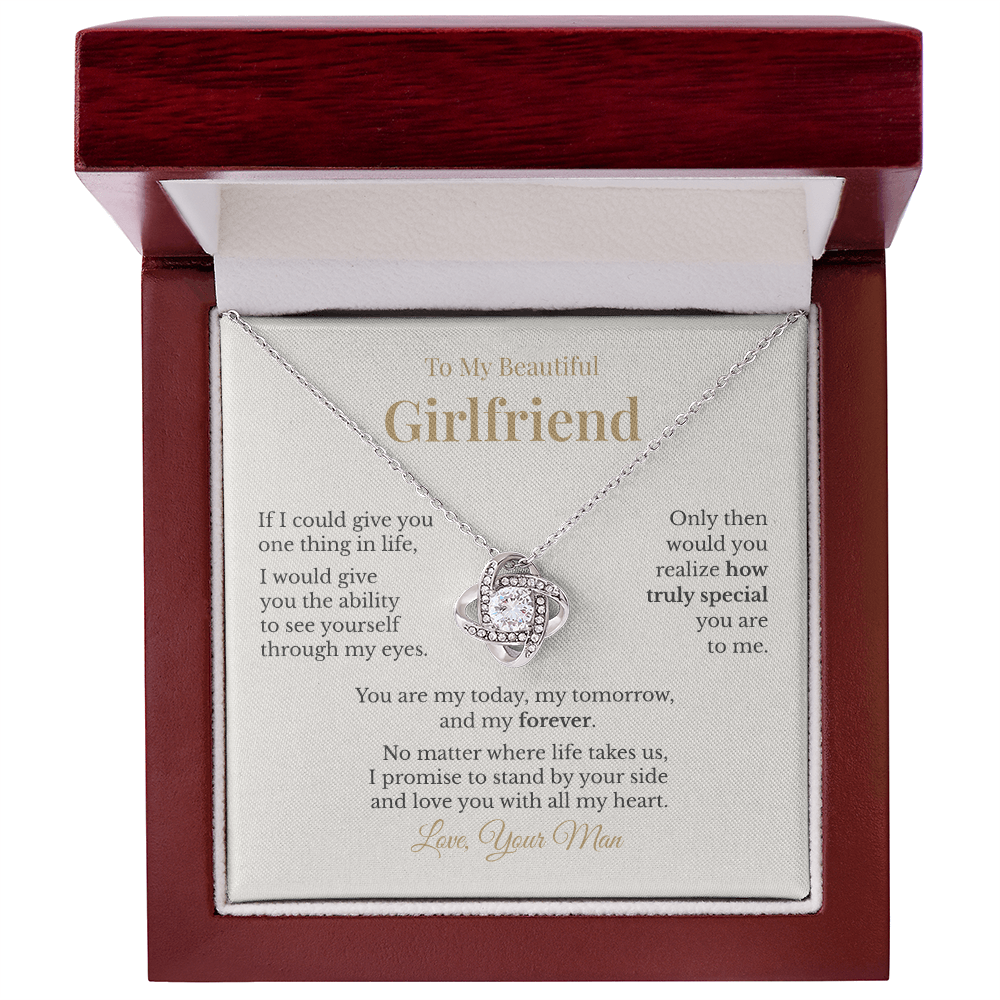 To My Beautiful Girlfriend – Love Knot Necklace Gift from Boyfriend