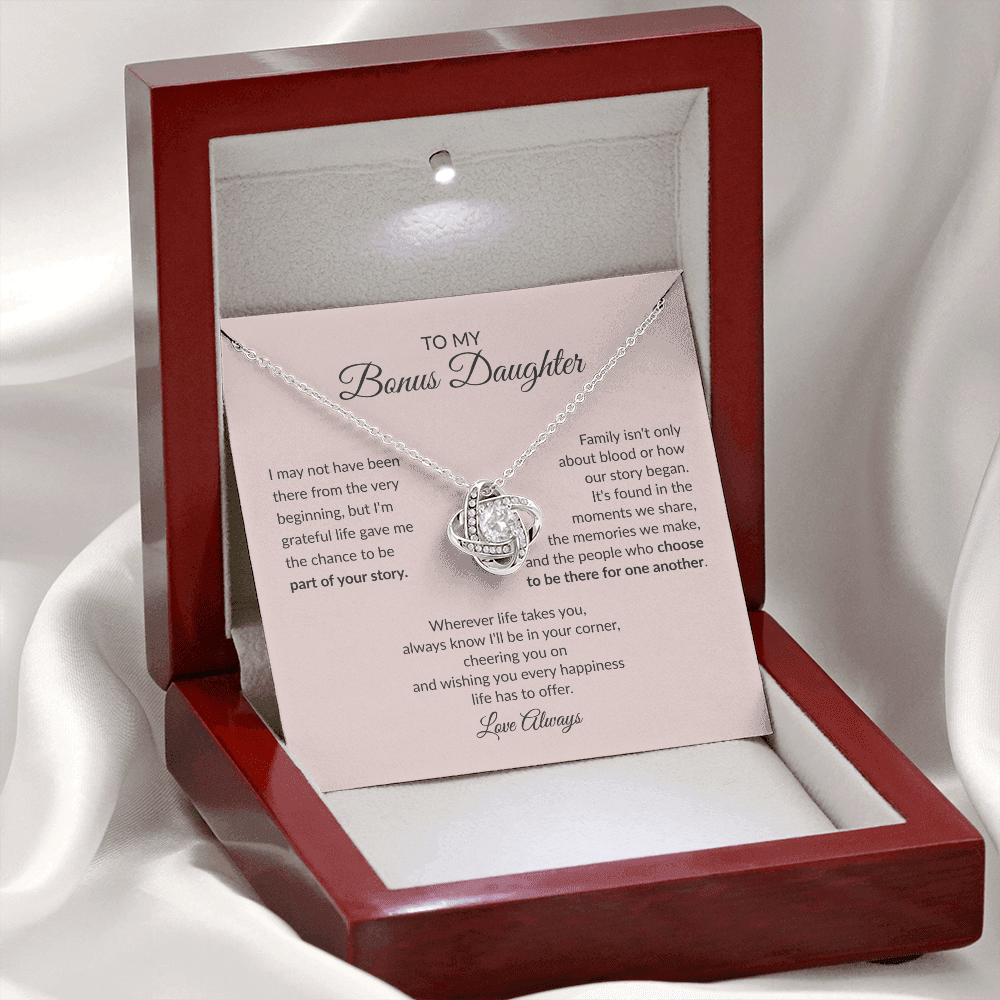 To My Bonus Daughter – Love Knot Necklace Gift From the Heart