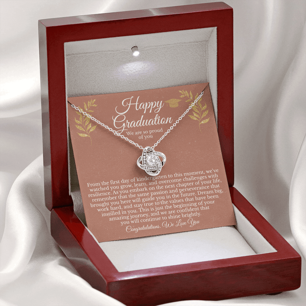 Happy Graduation Gift for Her – Love Knot Necklace With Heartfelt Message Card