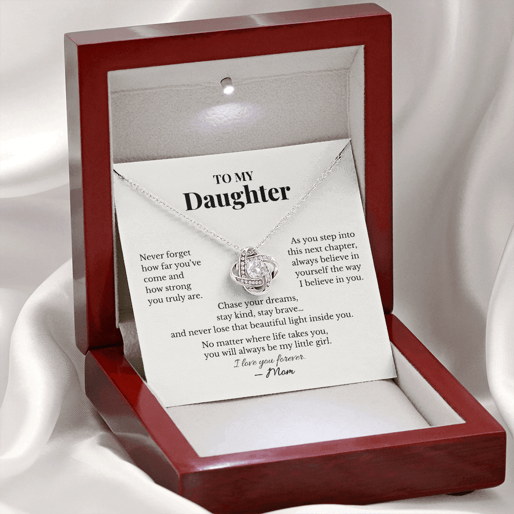 To My Daughter Necklace – Graduation Gift from Mom | Love Knot Necklace