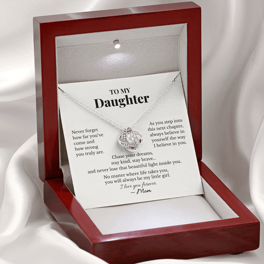 To My Daughter Necklace – Graduation Gift from Mom | Love Knot Necklace
