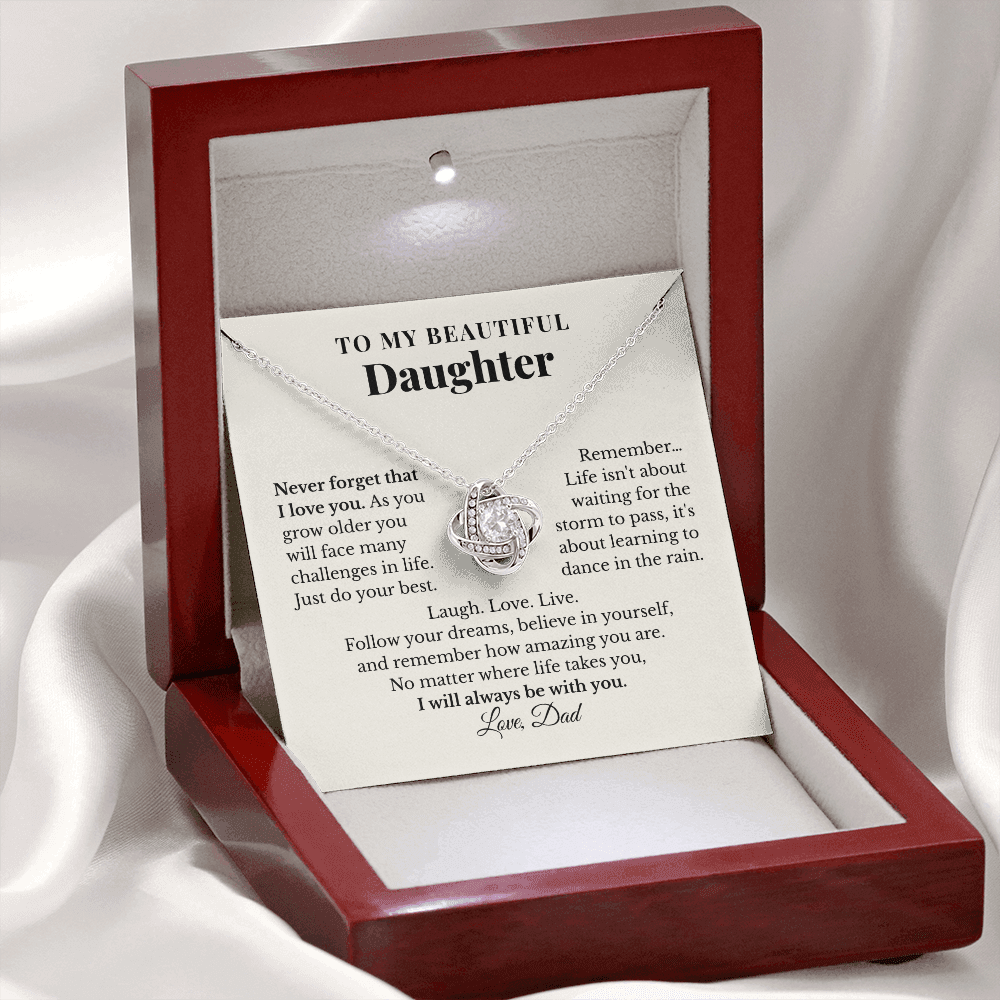 To My Daughter – Never Forget That I Love You – Love Knot Necklace from Dad
