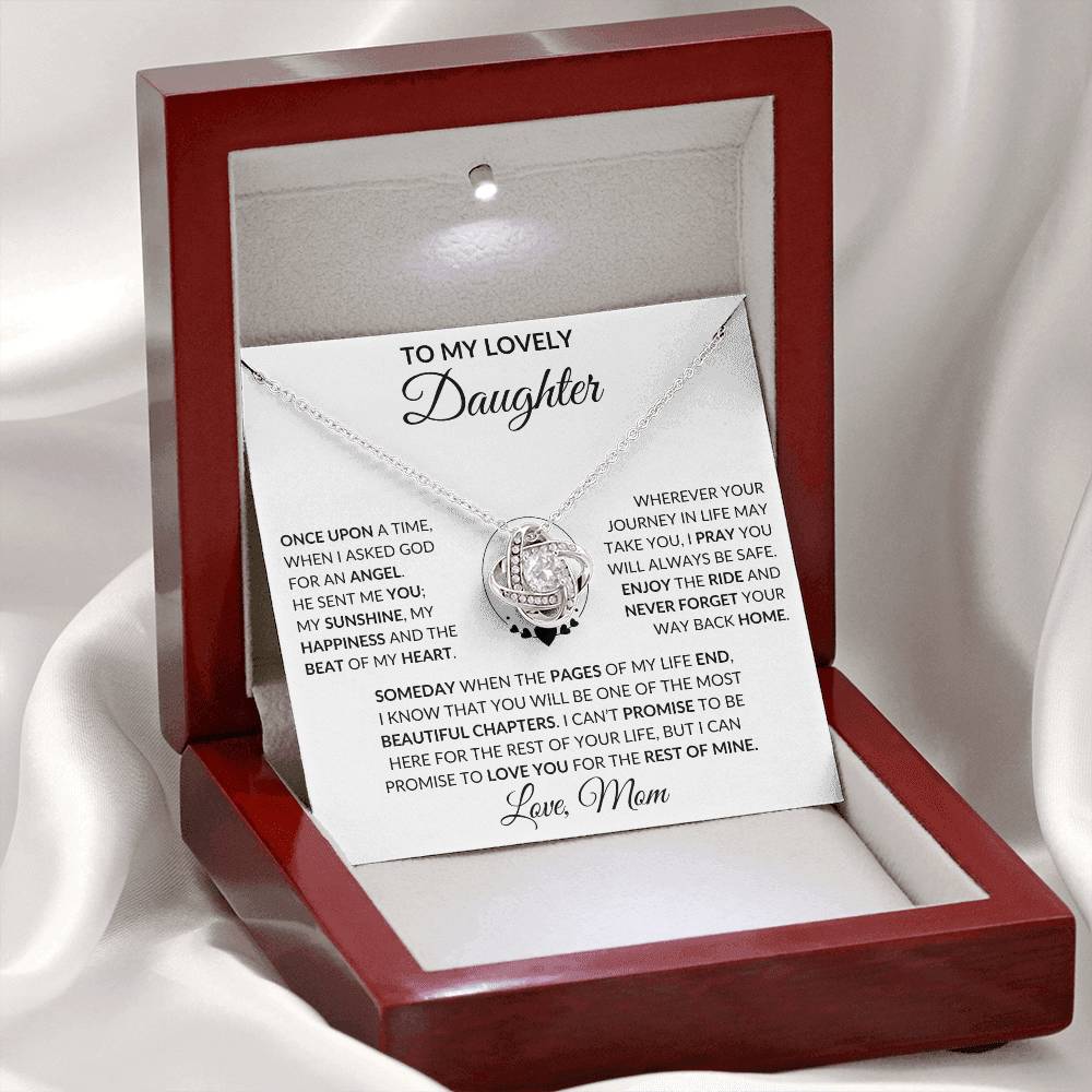 Daughter-Once Upon A  Time- Gift From Mom, Love Knot Necklace- Birthday, Christmas Gift 50% OFF