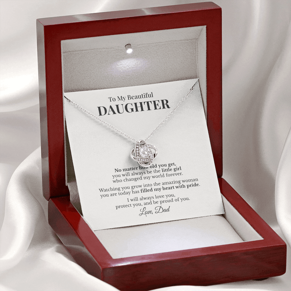 To My Beautiful Daughter Necklace Gift From Dad – No Matter How Old You Get