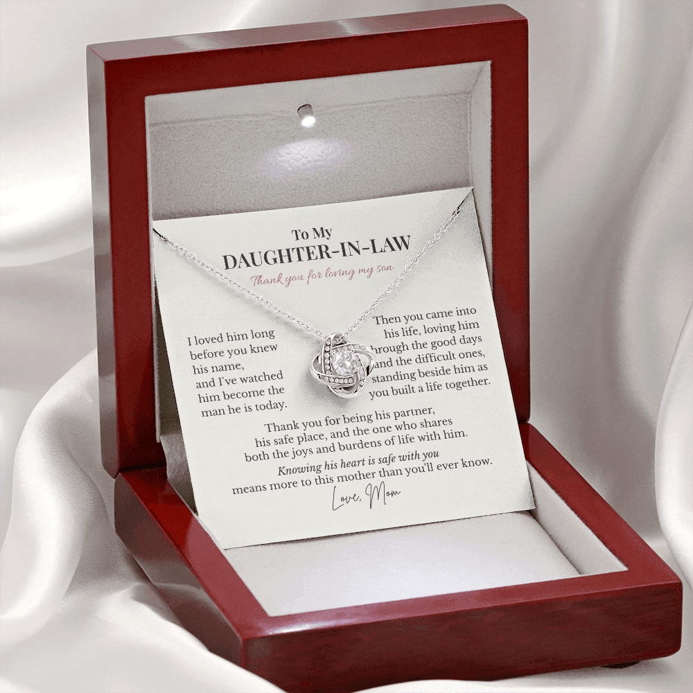 To My Daughter-in-Law – Thank You for Loving My Son – Love Knot Necklace