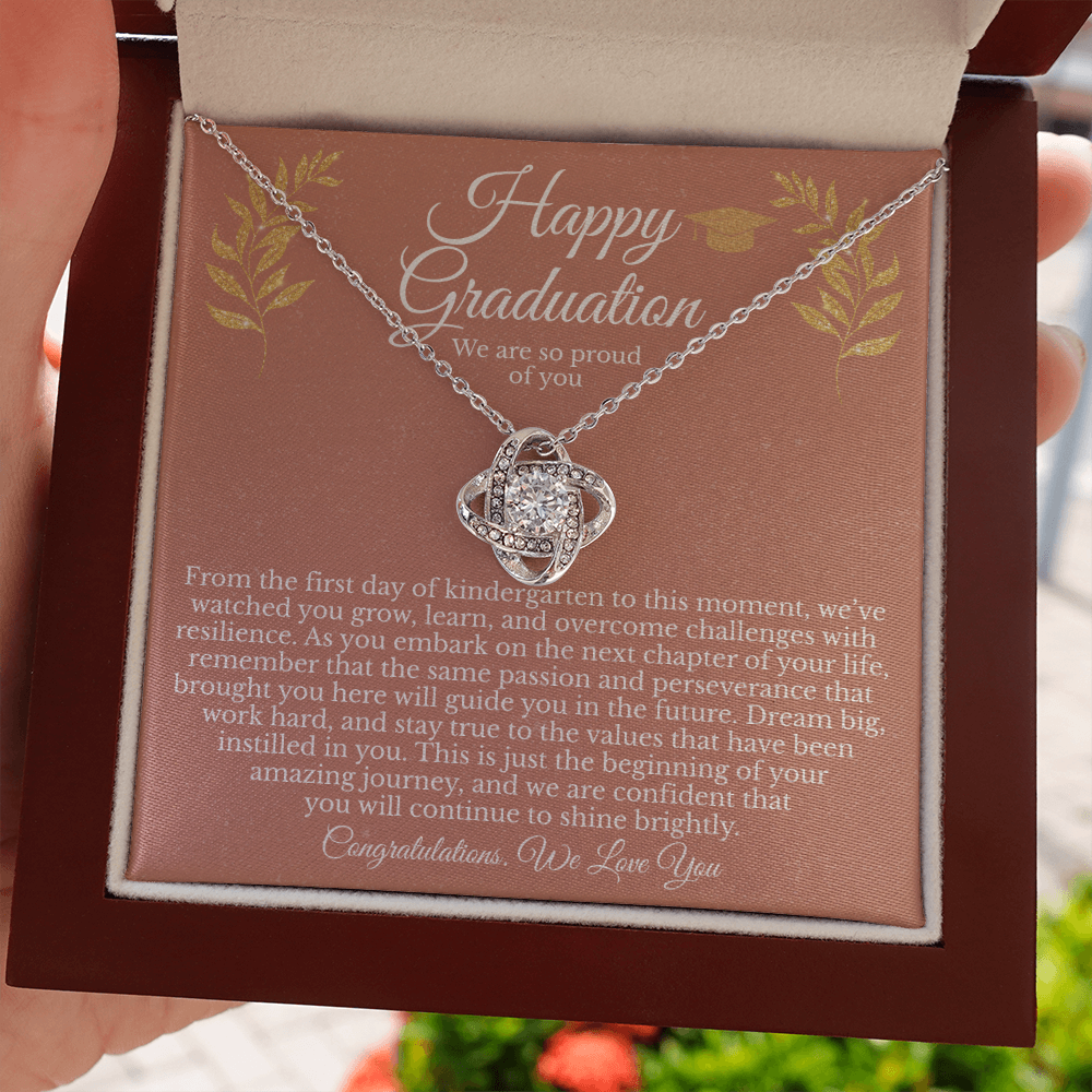 Happy Graduation Gift for Her – Love Knot Necklace With Heartfelt Message Card