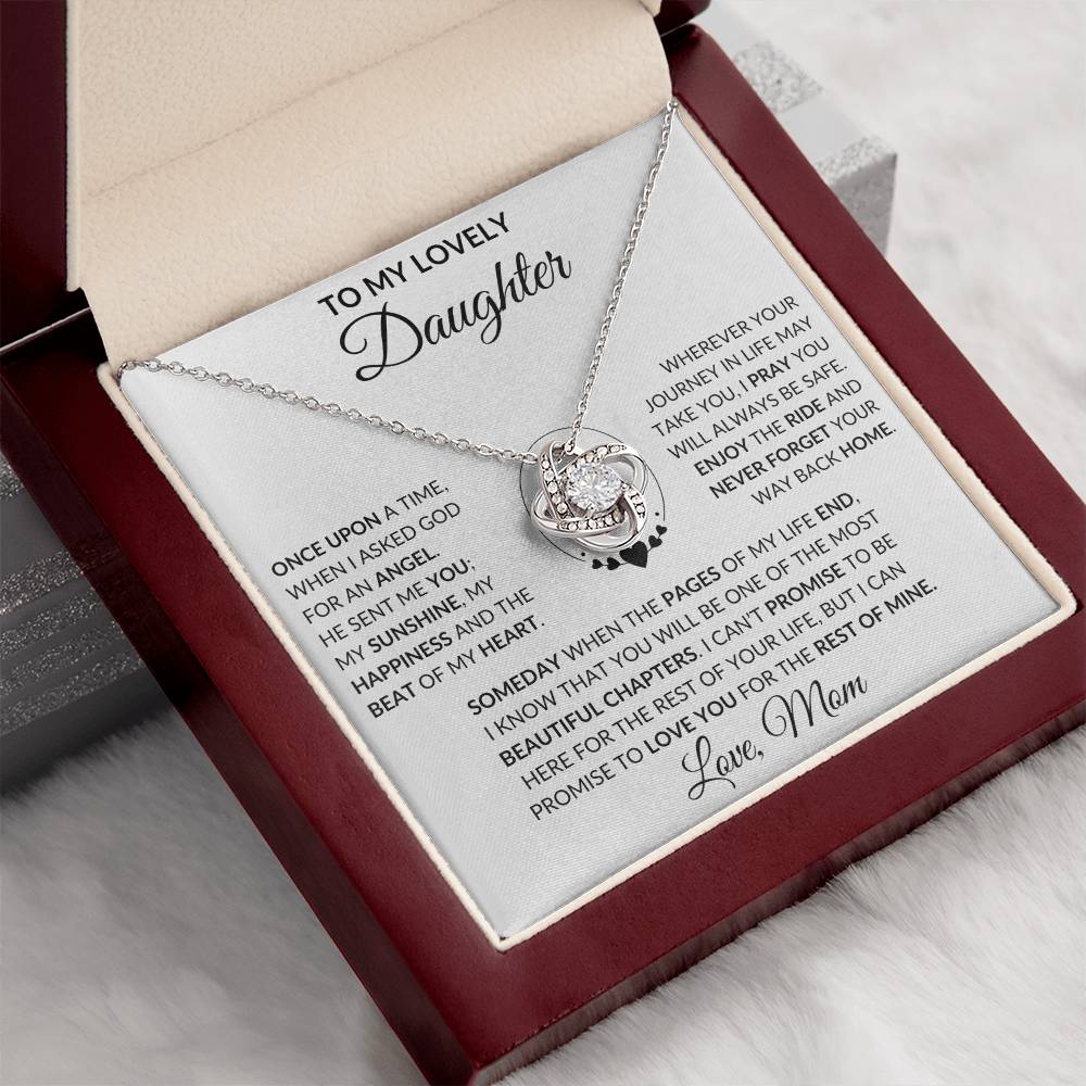 Daughter-Once Upon A  Time- Gift From Mom, Love Knot Necklace- Birthday, Christmas Gift 50% OFF