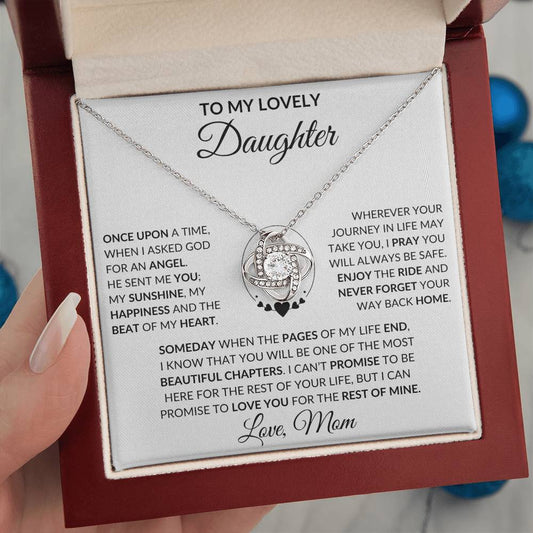 Daughter-Once Upon A  Time- Gift From Mom, Love Knot Necklace- Birthday, Christmas Gift 50% OFF