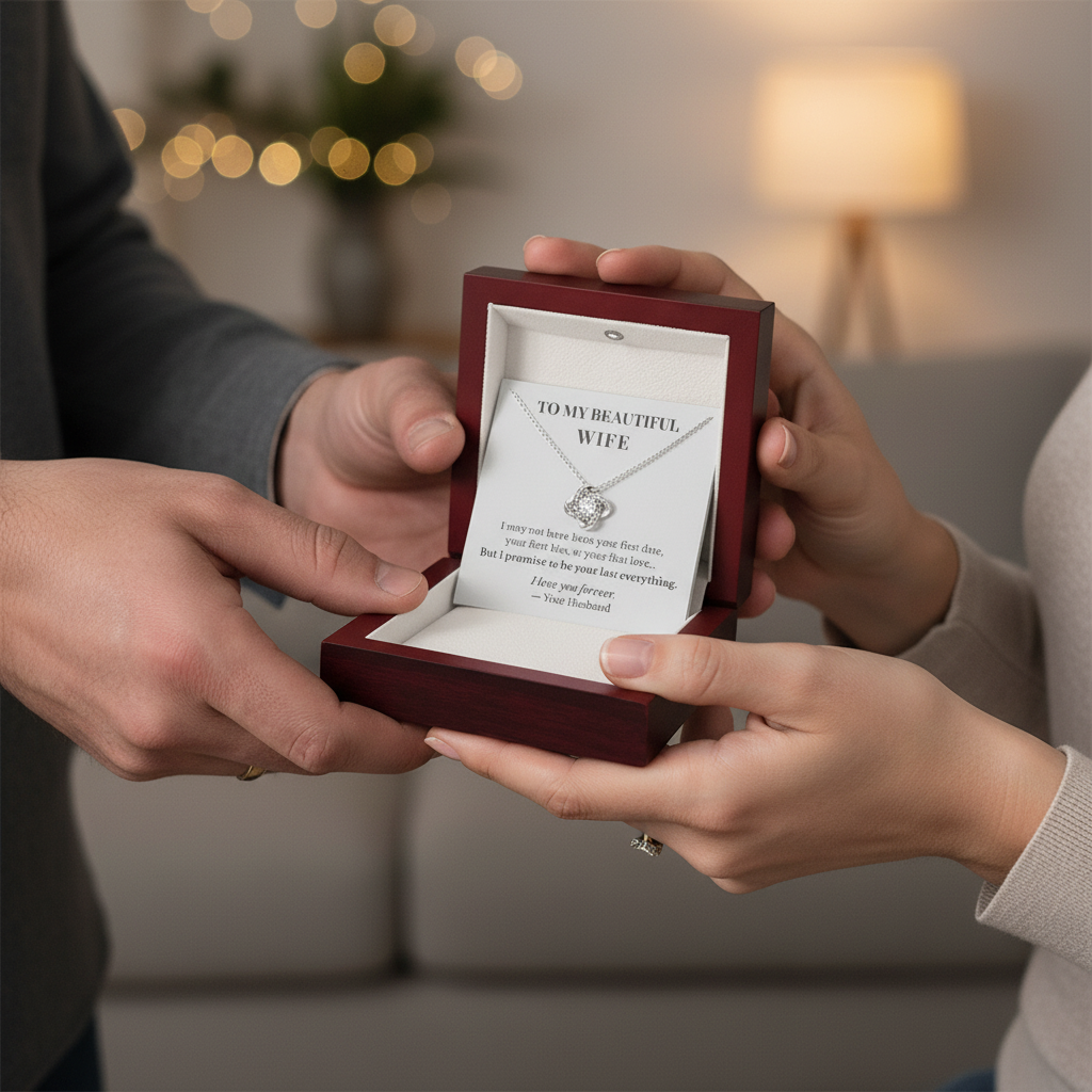 To My Beautiful Wife – I Promise To Be Your Last Everything Love Knot Necklace | Romantic Gift For Wife