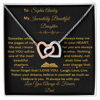 Daughter- Granddaughter Personalized Keep Me in Your Heart Interlocking Hearts Necklace