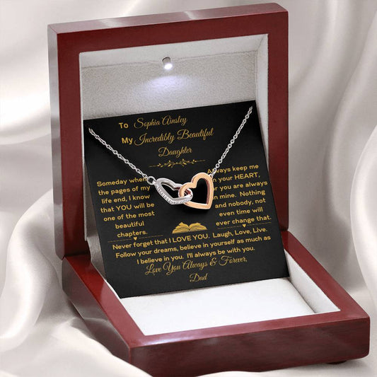 Daughter- Granddaughter Personalized Keep Me in Your Heart Interlocking Hearts Necklace