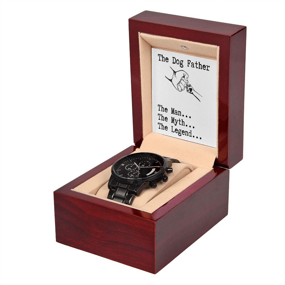 Gift For Dog Father-The Man, The Myth, The Legend-Black Chronograph Watch