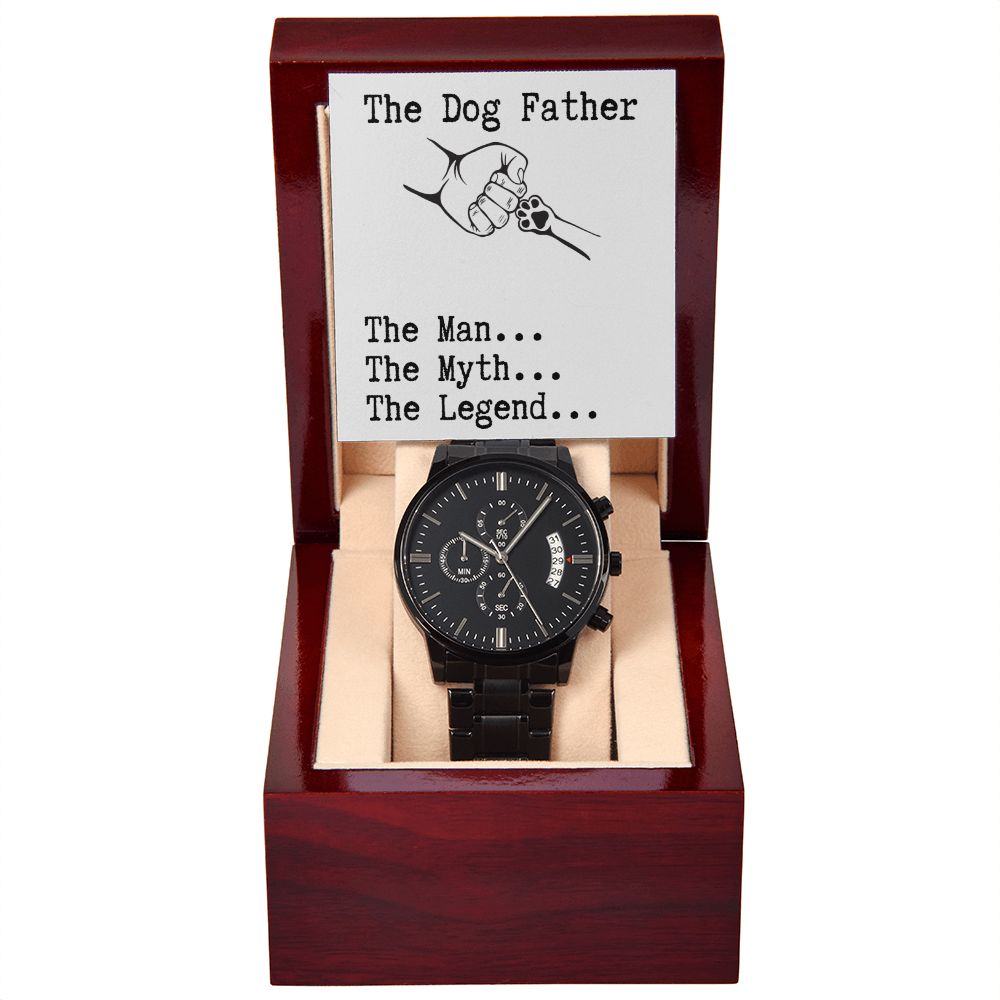 Gift For Dog Father-The Man, The Myth, The Legend-Black Chronograph Watch