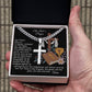 The Lord's Prayer-Our Father-Cuban Chain with Artisan Cross Necklace