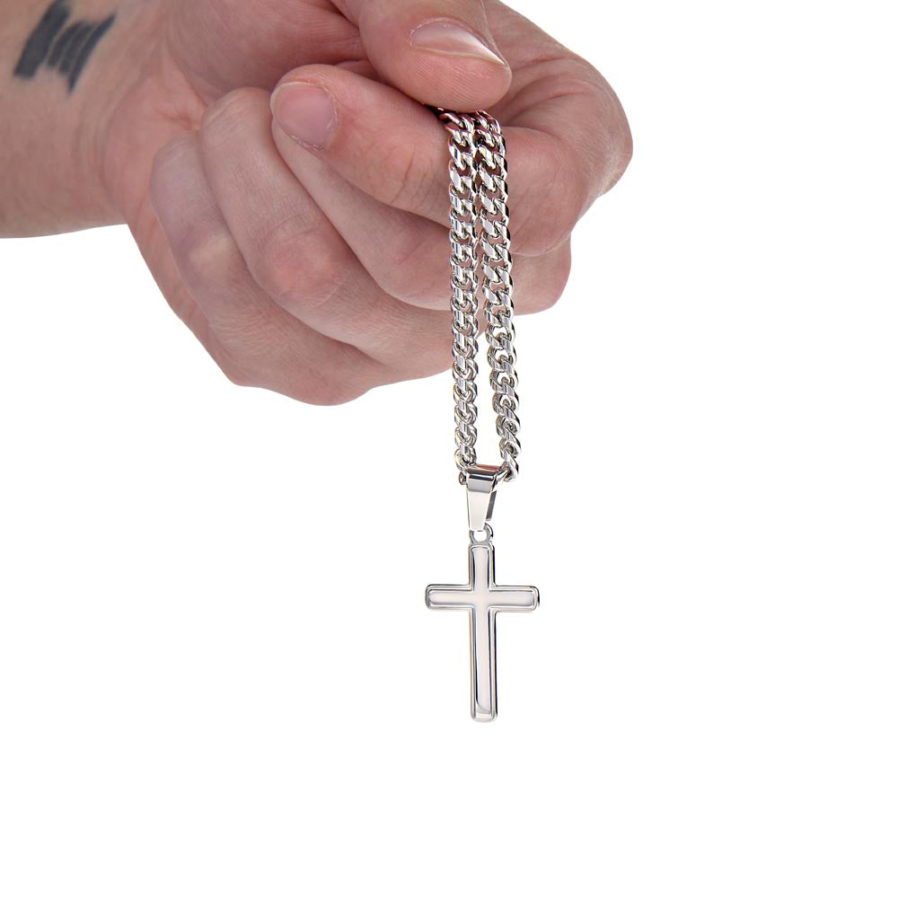 Gift for Son- Get It Done-Cuban Chain Artisan Cross Necklace