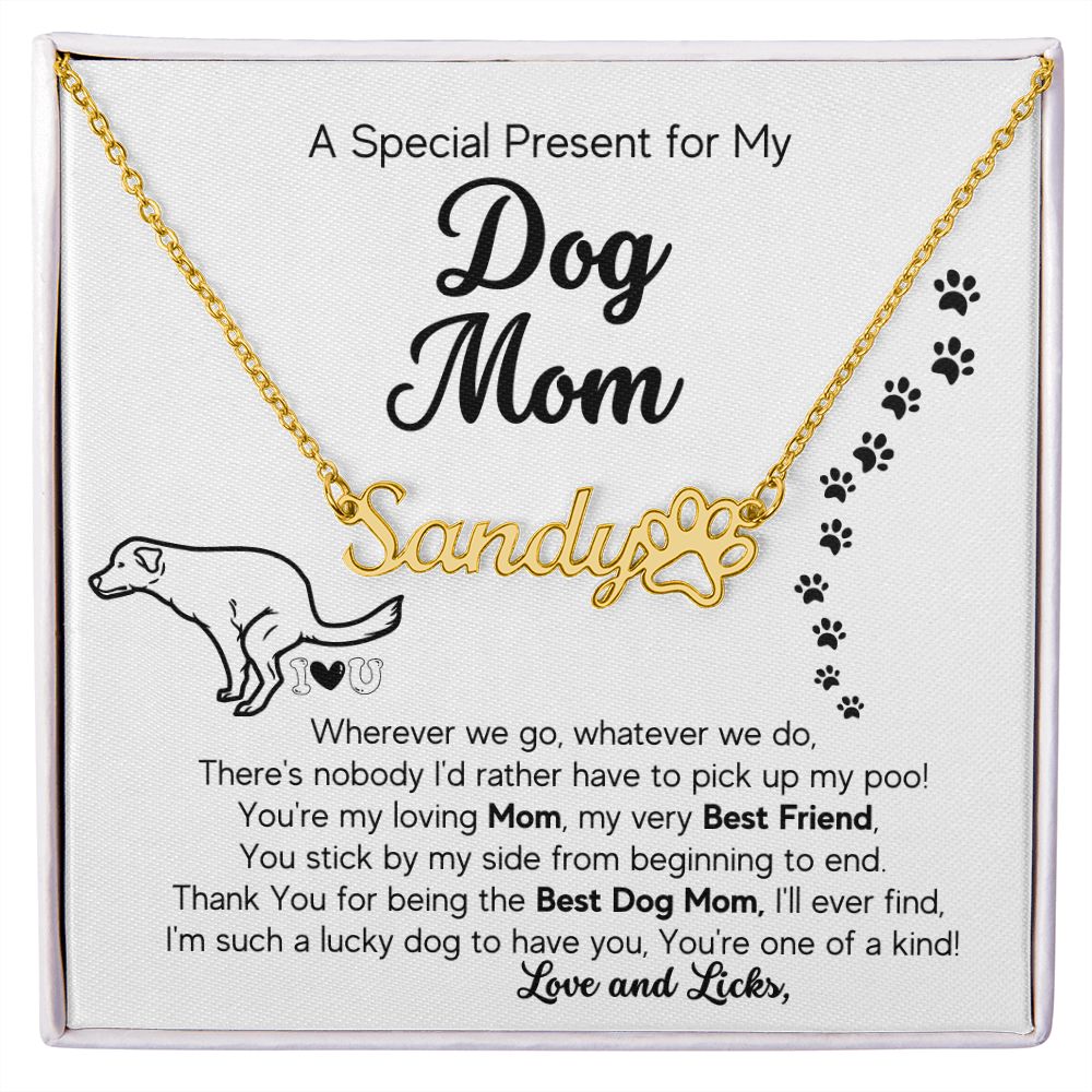 Gift To Dog Mom Personalized Name Necklace- There's nobody I'd rather have to pick up my poo!