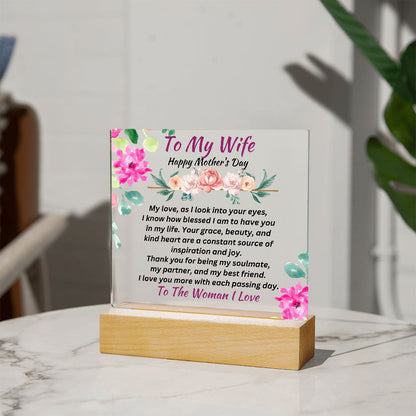 To My Wife-The Woman I Love-Mother's Day Gift- Acrylic Square Plaque