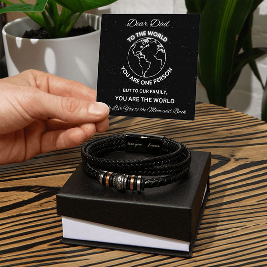 Gift For Dad-You Are The World-Men's "Love You Forever" Bracelet