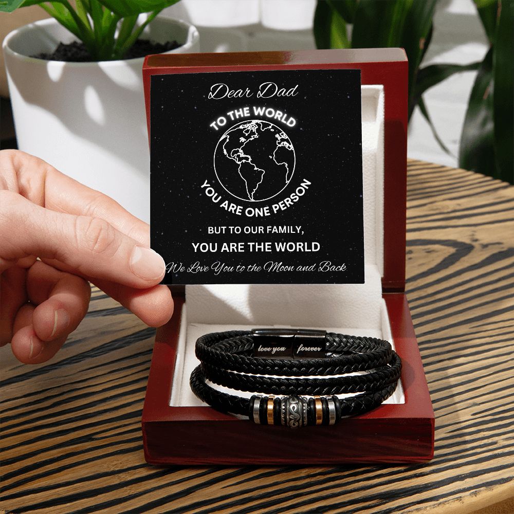 Gift For Dad-You Are The World-Men's "Love You Forever" Bracelet