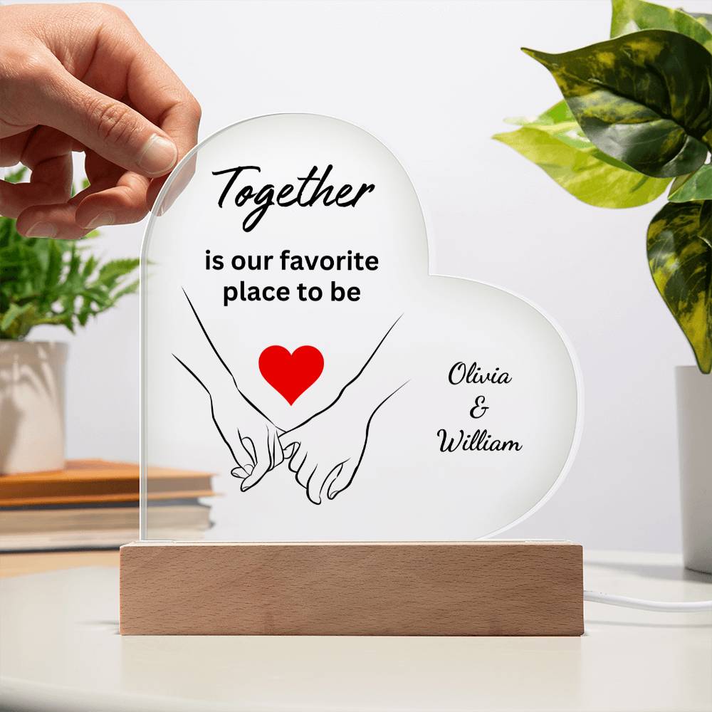 Copy of Couple's- Together- Personalized Heart Shaped Acrylic Plaque & Sweet Devotion Flower Gift Set