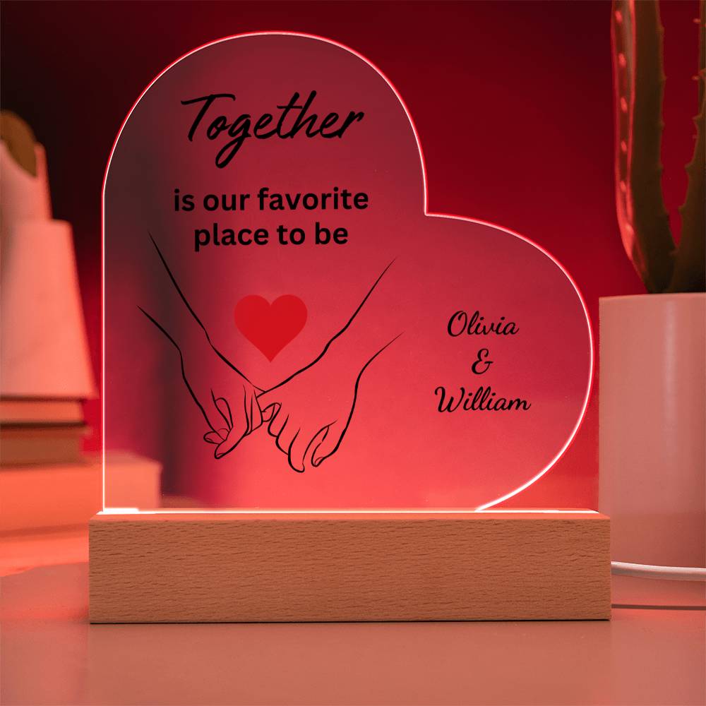 Copy of Couple's- Together- Personalized Heart Shaped Acrylic Plaque & Sweet Devotion Flower Gift Set