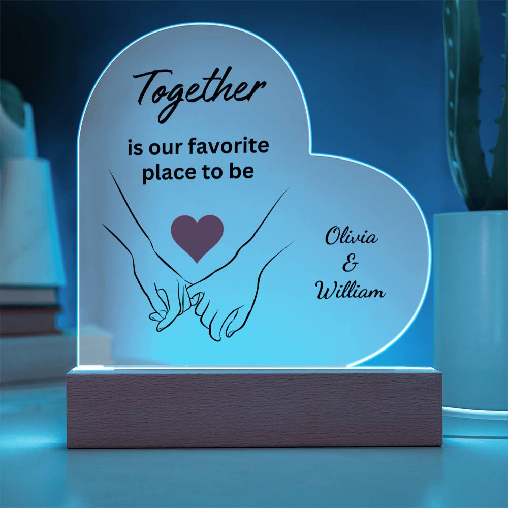 Copy of Couple's- Together- Personalized Heart Shaped Acrylic Plaque & Sweet Devotion Flower Gift Set