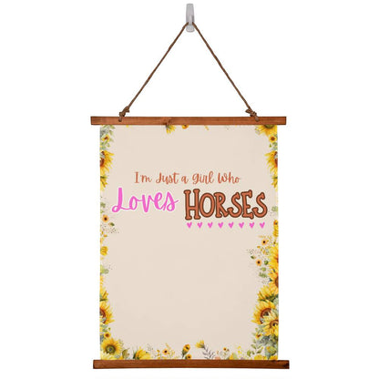 Girl Who Loves Horses-Personalized PHOTO- Wood Framed Wall Tapestry