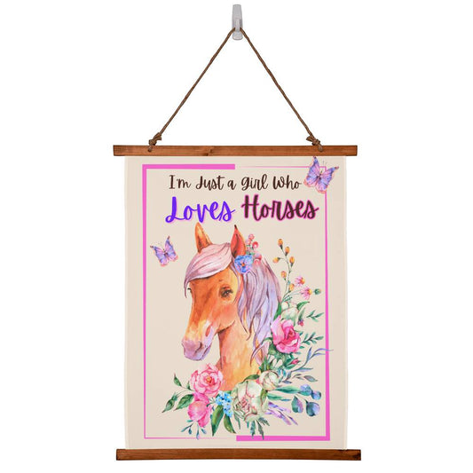 Just A Girl Who Loves Horses - Wood Framed Wall Tapestry