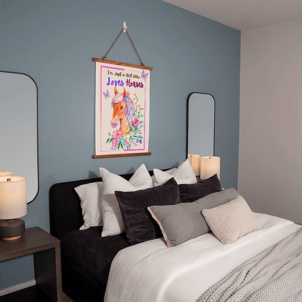 Just A Girl Who Loves Horses - Wood Framed Wall Tapestry