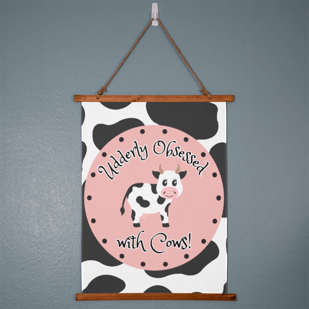 Udderly Obsessed With Cows - Wood Framed Wall Tapestry