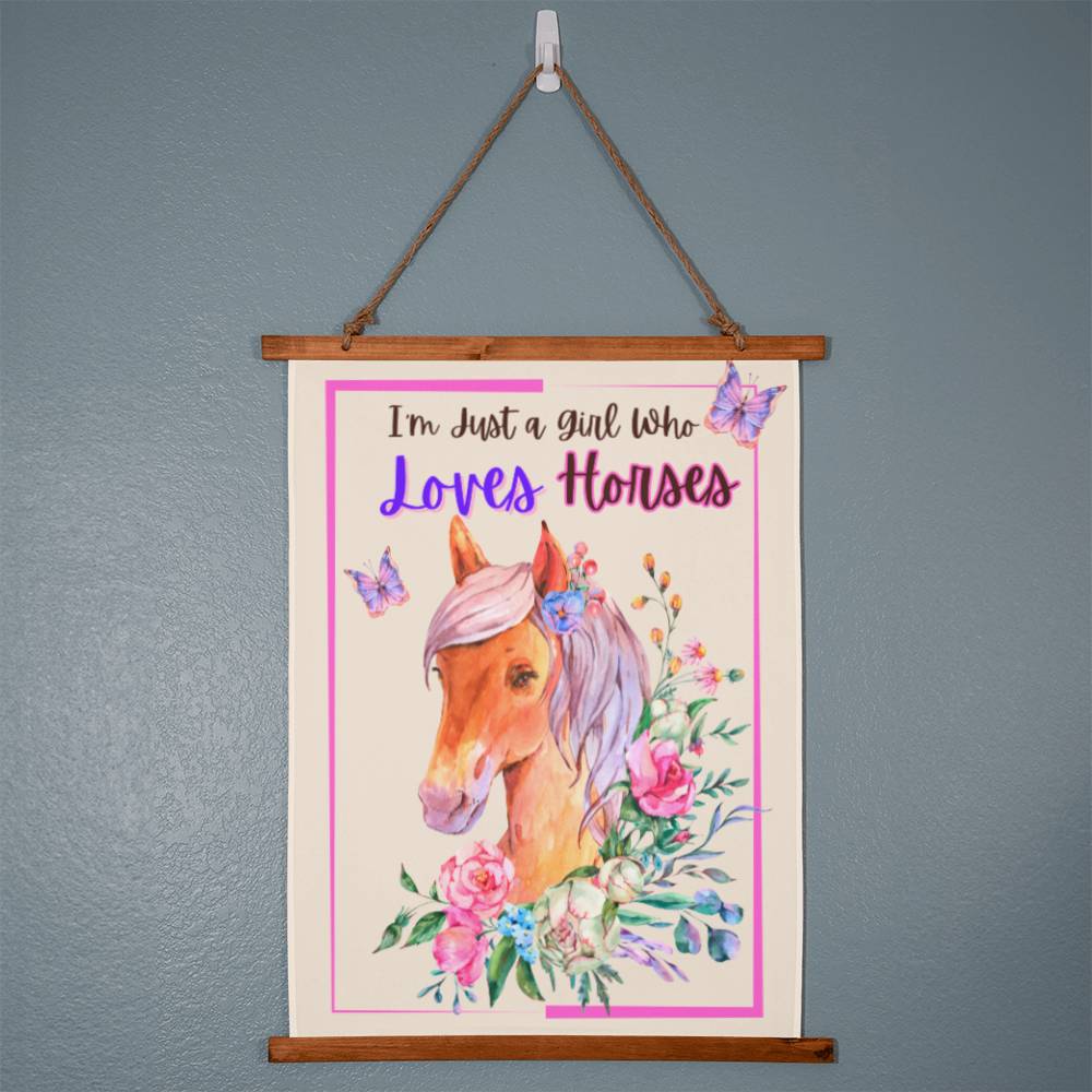 Just A Girl Who Loves Horses - Wood Framed Wall Tapestry