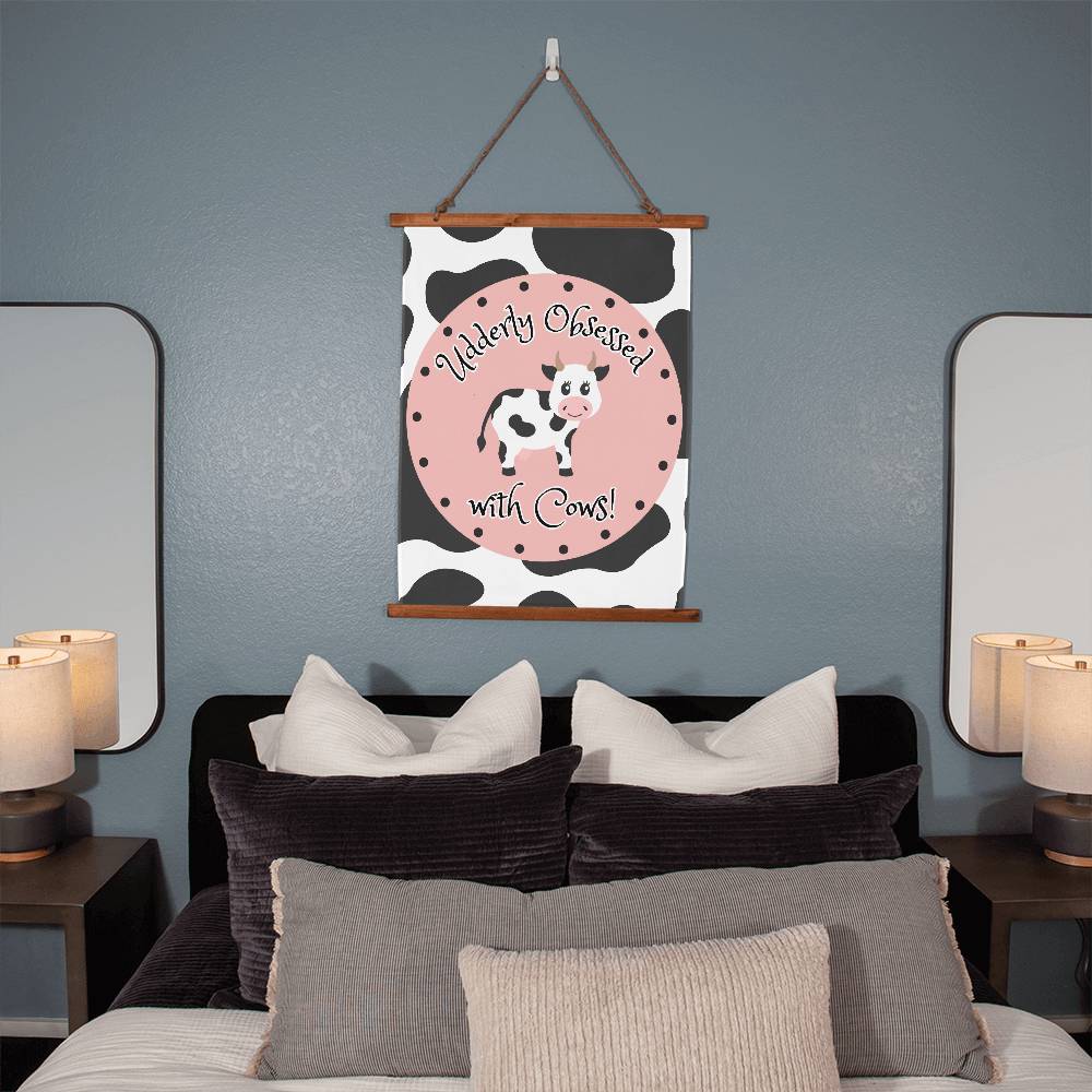 Udderly Obsessed With Cows - Wood Framed Wall Tapestry