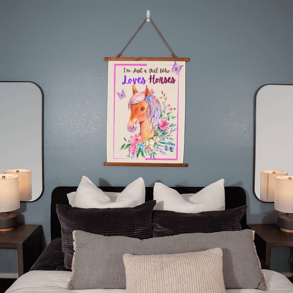 Just A Girl Who Loves Horses - Wood Framed Wall Tapestry
