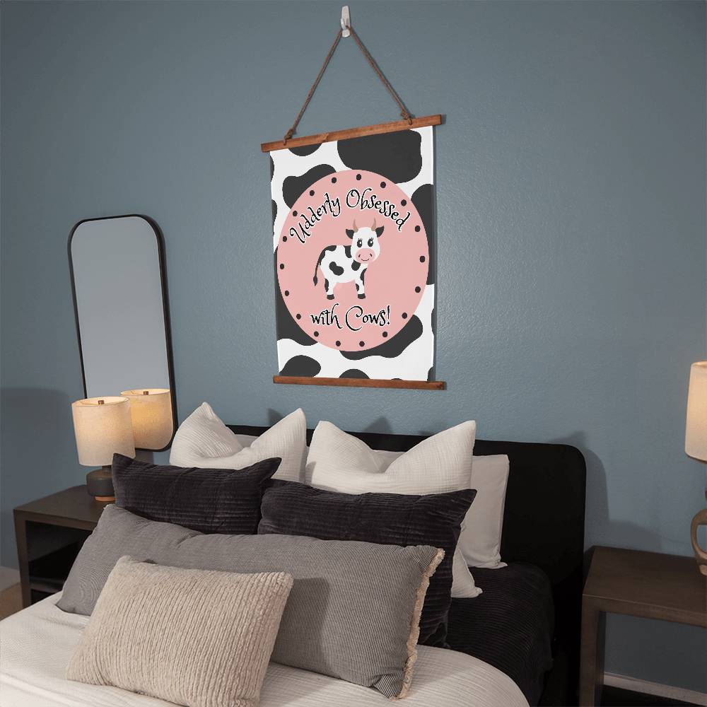 Udderly Obsessed With Cows - Wood Framed Wall Tapestry