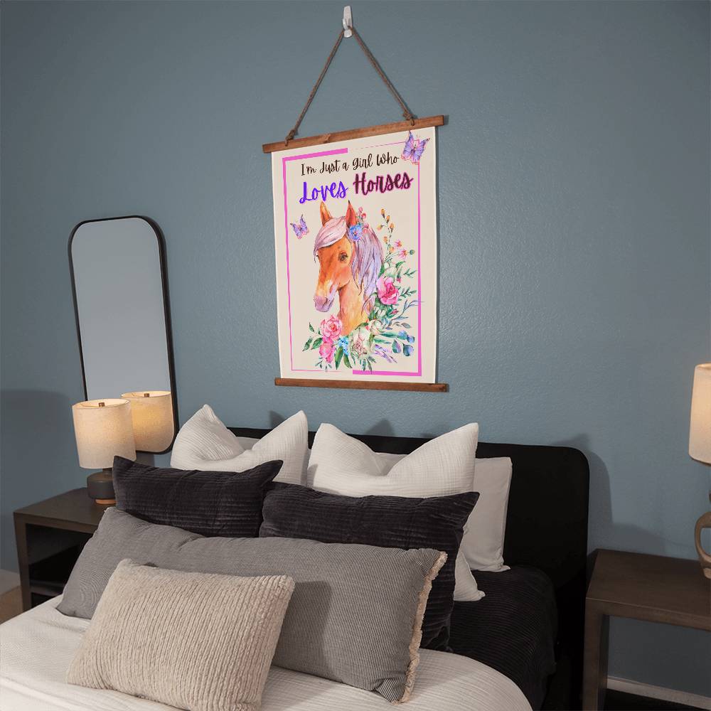 Just A Girl Who Loves Horses - Wood Framed Wall Tapestry