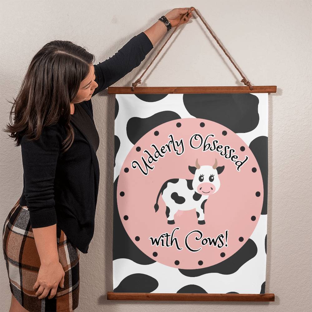 Udderly Obsessed With Cows - Wood Framed Wall Tapestry