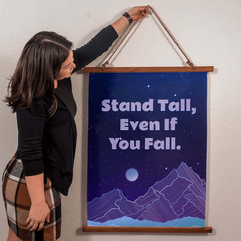 Stand Tall, Even If You Fall - Wood Framed Wall Tapestry