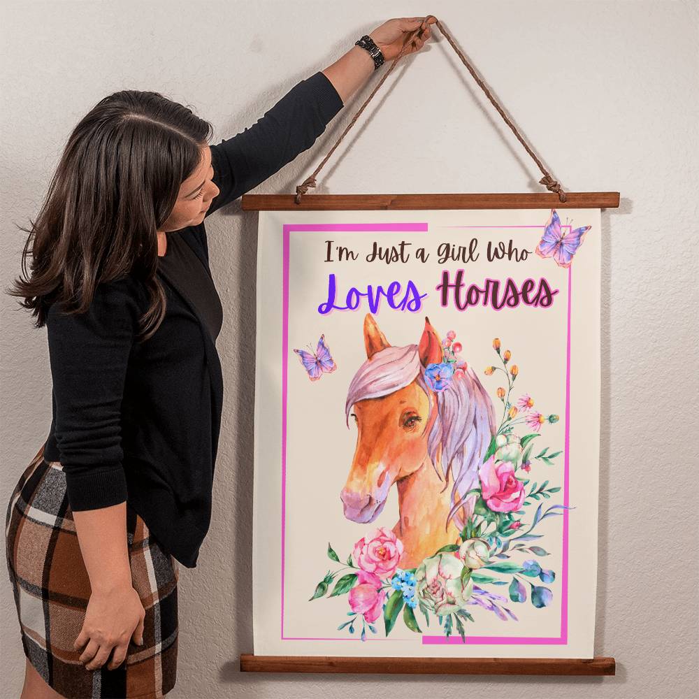 Just A Girl Who Loves Horses - Wood Framed Wall Tapestry