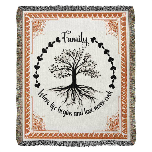 Beautiful Family Keepsake- Where Life Begins- Heirloom Woven Blanket