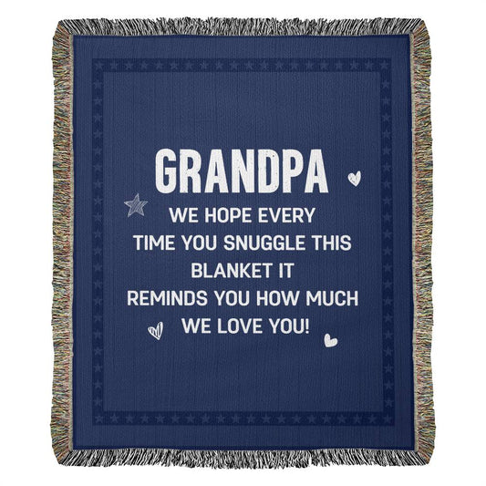 Gift for Grandpa- We Love You- Heirloom Woven Blanket 60" x 50"