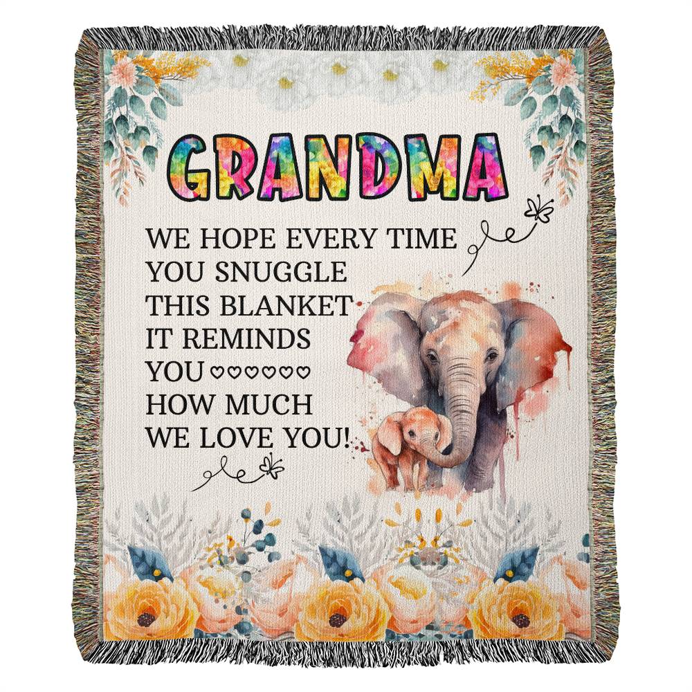 Gift for Grandma -We Love You-Beautiful Heirloom Woven Blanket