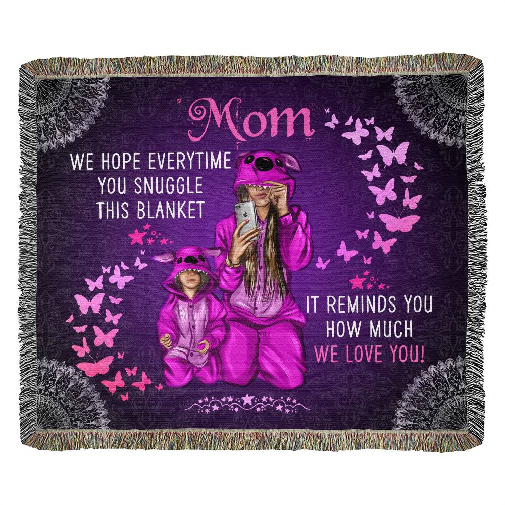 Mom- How Much We Love You- Heirloom Woven Blanket 60" x 50"