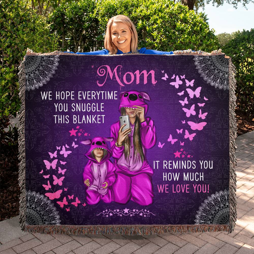 Mom- How Much We Love You- Heirloom Woven Blanket 60" x 50"