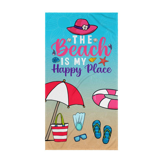 The Beach is My Happy Place Beach Towel