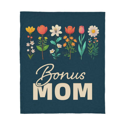 Gift for Bonus Mom - Beautiful Floral Jersey Fleece Blanket -50" x 60"