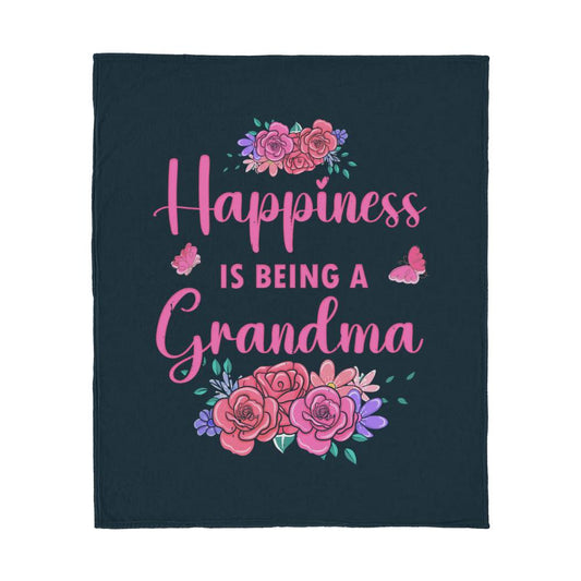 Gift for Grandma| Happiness is Being A Grandma| Jersey Fleece Blanket 50" x 60" | Birthday, Christmas Grandma Gift