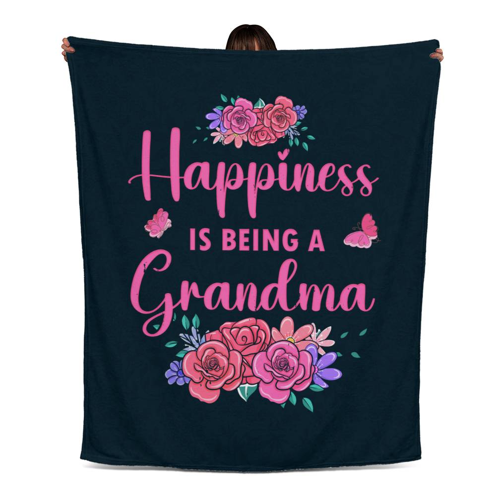 Gift for Grandma| Happiness is Being A Grandma| Jersey Fleece Blanket 50" x 60" | Birthday, Christmas Grandma Gift