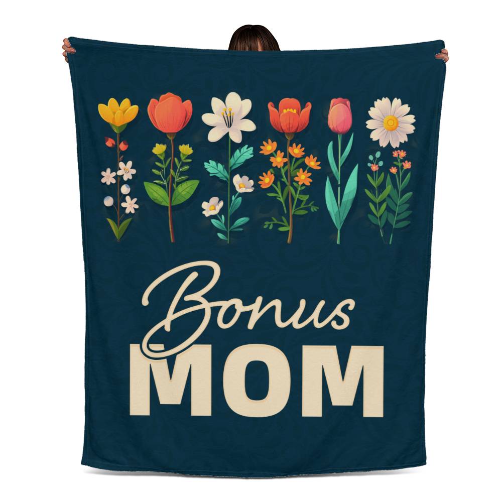 Gift for Bonus Mom - Beautiful Floral Jersey Fleece Blanket -50" x 60"