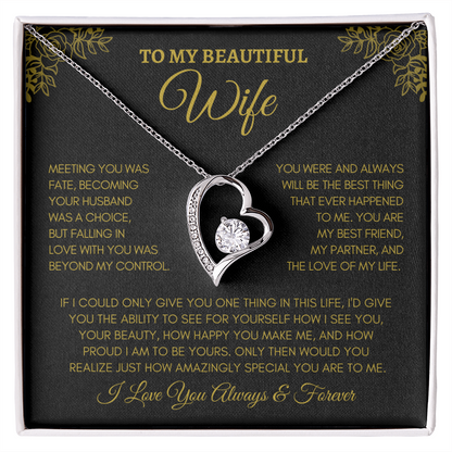 Beautiful  Wife -  Forever Love Necklace - Meeting you was fate . Anniversary, Birthday, Valentines, etc. FREE SHIPPING 50% OFF